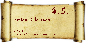 Hefter Sándor névjegykártya